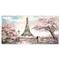 Designart - Eiffel with Pink Flowers - Landscape Canvas Art Print